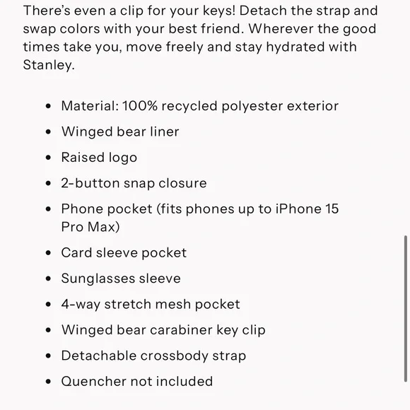 Stanley all day 40 oz quencher carry-all cross body cup holder - Picture 3 of 7